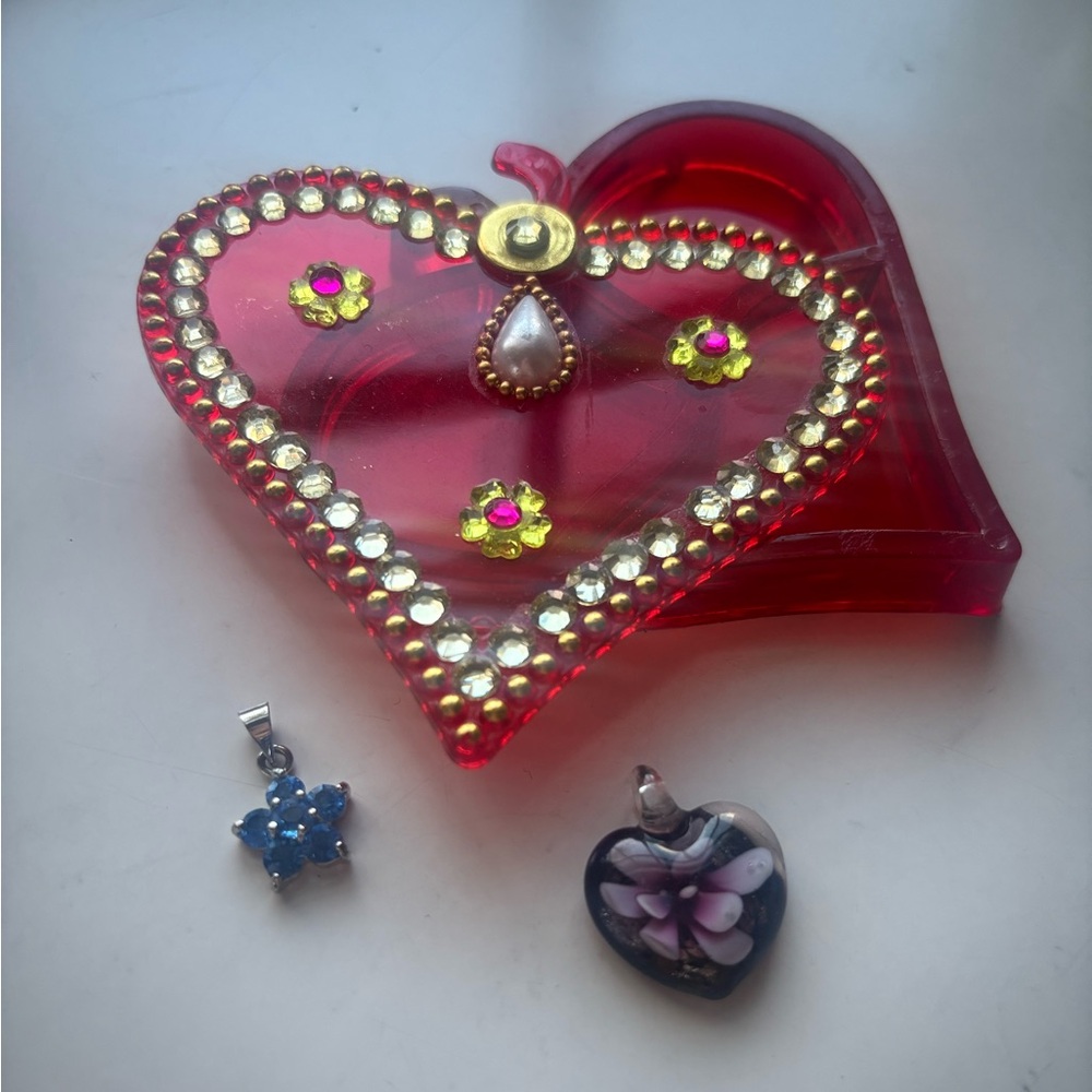 Heart-Shaped Jewelry Box with Pendants